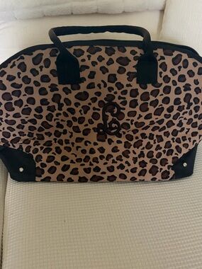 Leopard Print Tote Bag with Black Trim - Women's Travel Bag